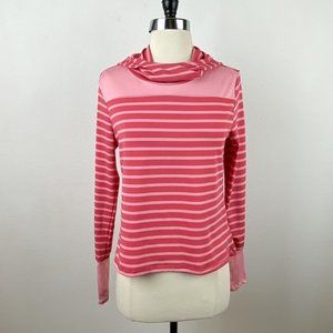 RBX Womens Lightweight Pink Stripe Hoodie Pullover Top Long Sleeve Lg 14/16